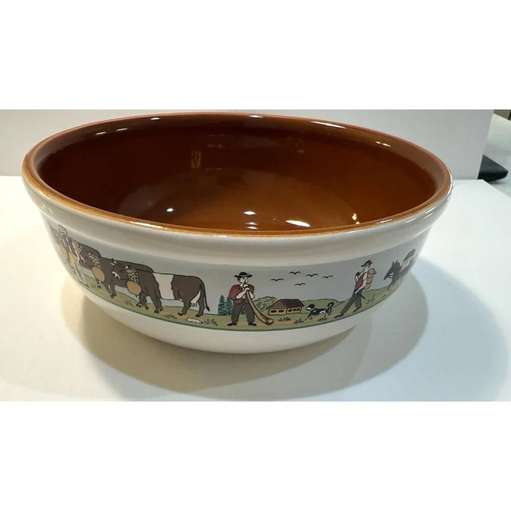 Landert 22 Fondue Pot Swiss Pottery Stoneware MCM 8.5